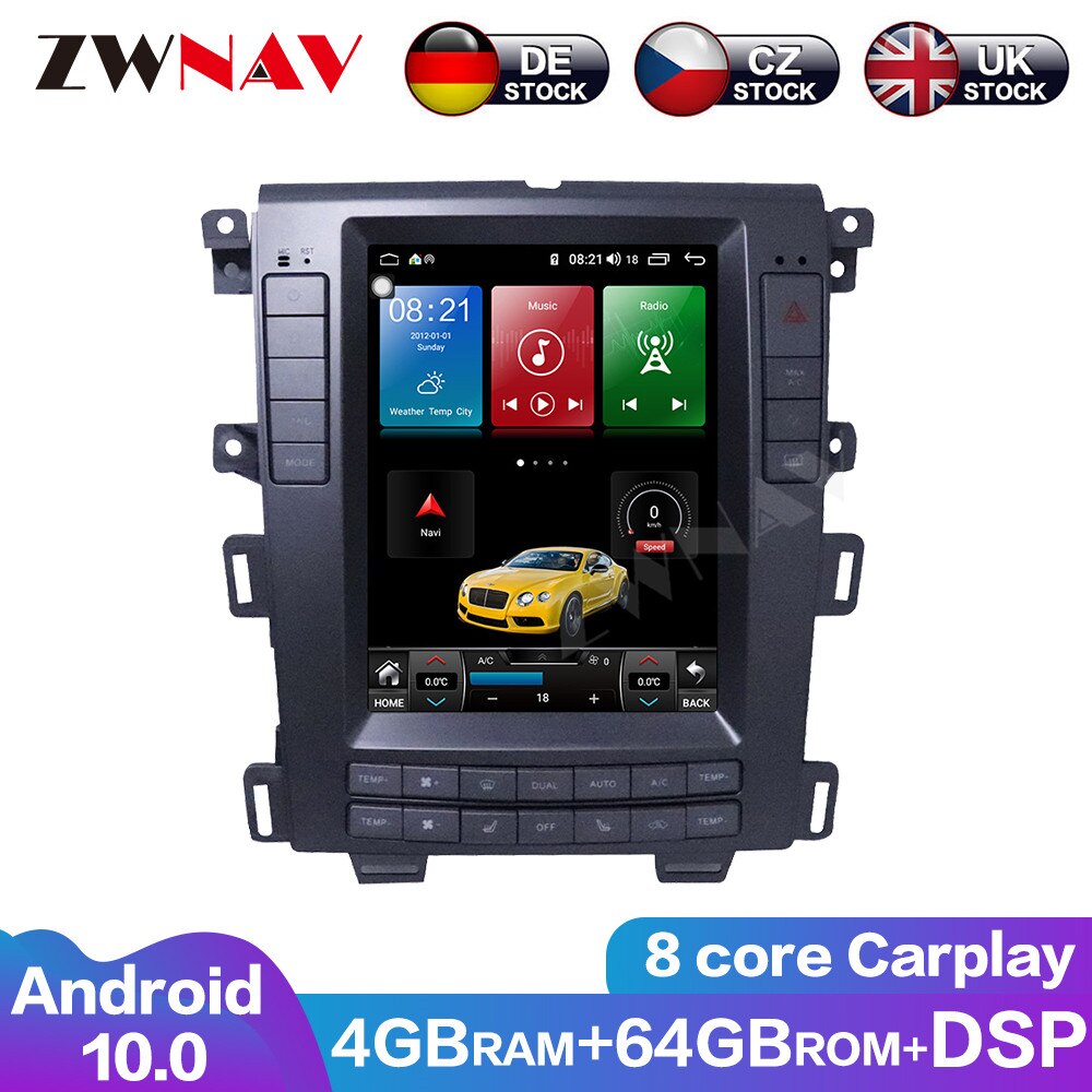 8 core Carplay Android10 4+64G Tesla Screen DSP For Ford Edge 2012-2014 Car Multimedia Player GPS Navi Touch Screen DVD Player