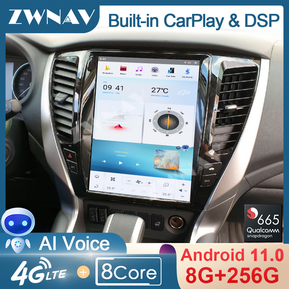 8+256G Tesla Screen Carplay Qualcomm 665 8-core For Mitsubishi Pajero Sport 2016 - 2021 Android 11 Player GPS Head Unit Auto Audio Stereo Radio