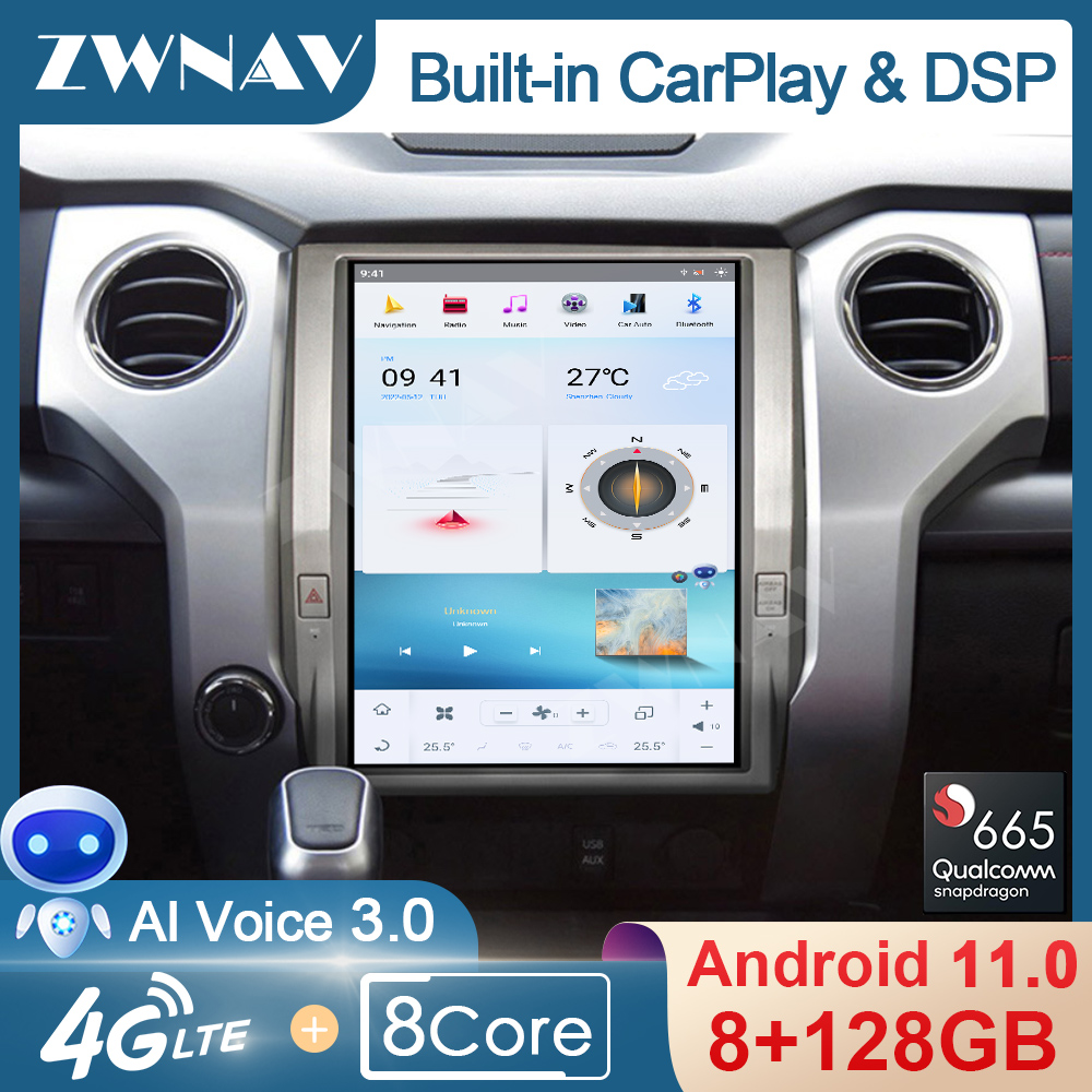  Tesla Sytle Carplay Android 11 Radio For Toyota Tundra 2014 - 2021 AutoRadio Recorder Multimedia Player Stereo Head Unit