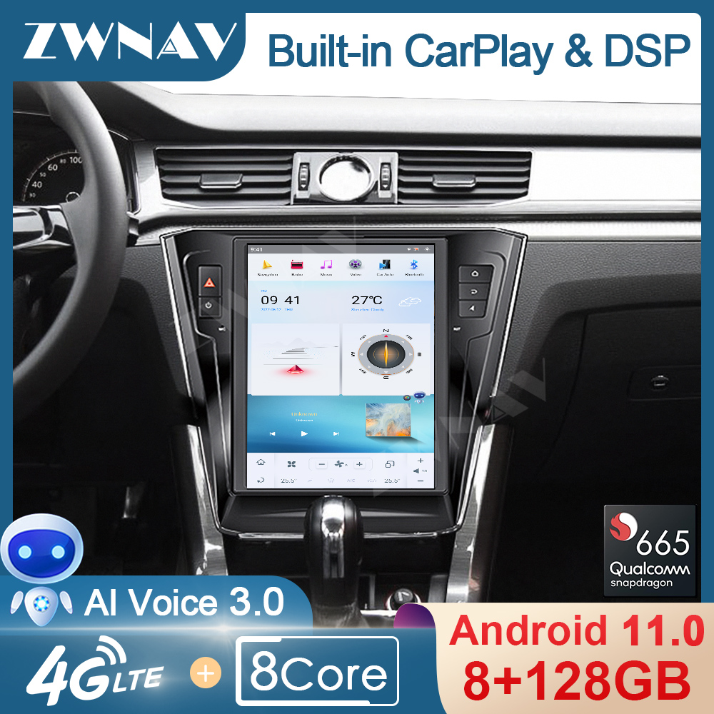128GB Tesla Screen For VW Volkswagen Passat 7 2015-2018 Android 11.0 Car Multimedia Player GPS Navi Video Audio Radio Stereo Unit