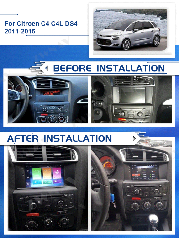 2Din Android Screen Car GPS Player For Citroen C4 C4L DS4 2011 2012