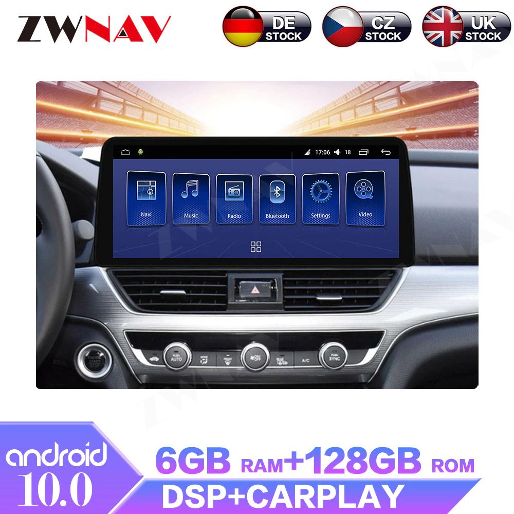 12.3" Android 6+128G For Honda Accord 10 2018 + Car Multimedia Auto Player Radio GPS Navigation Stereo Carplay WiFi 4G Touch Screen