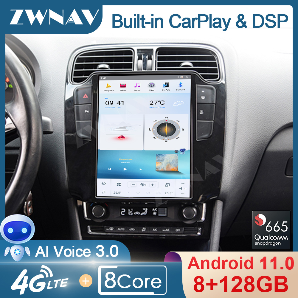 PX6 Tesla Screen Android AutoRadio Player For VW VOLKSWAGEN Polo 2011 - 2016 GPS CarPlay Bluetooth Radio Audio Stereo Head Unit