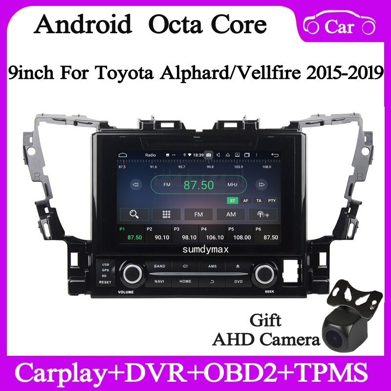 4+128G 8core Android10 Car DVD player for toyota Alphard Vellfire 2015-2020 car multimedia gps navi audio wifi DSP carplay auto