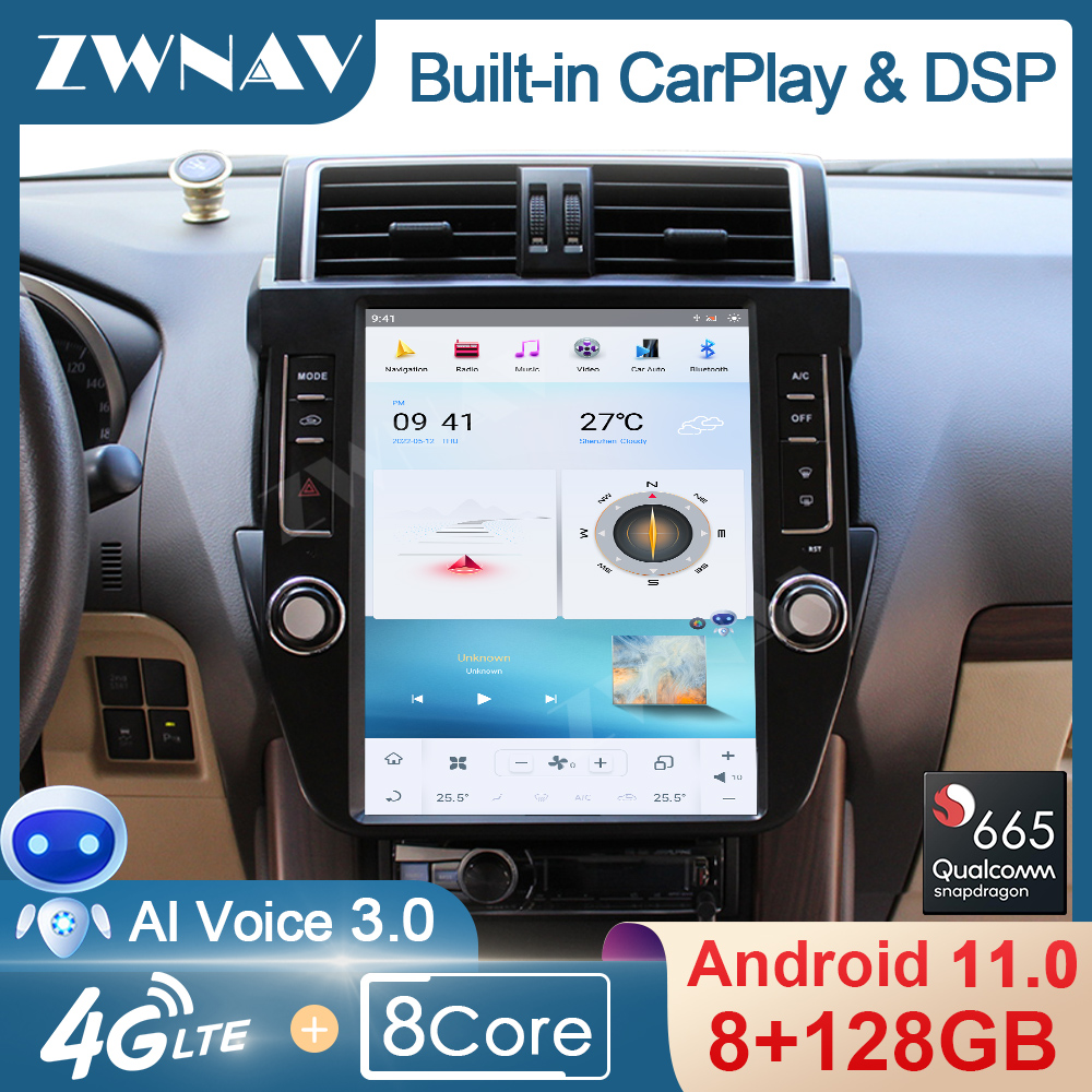 [PX6 Six-Core] Tesla Screen Android Video For Toyota Land Cruiser Prado 150 2010 - 2017 GPS Navi Radio Receiver Audio Stereo Head Unit