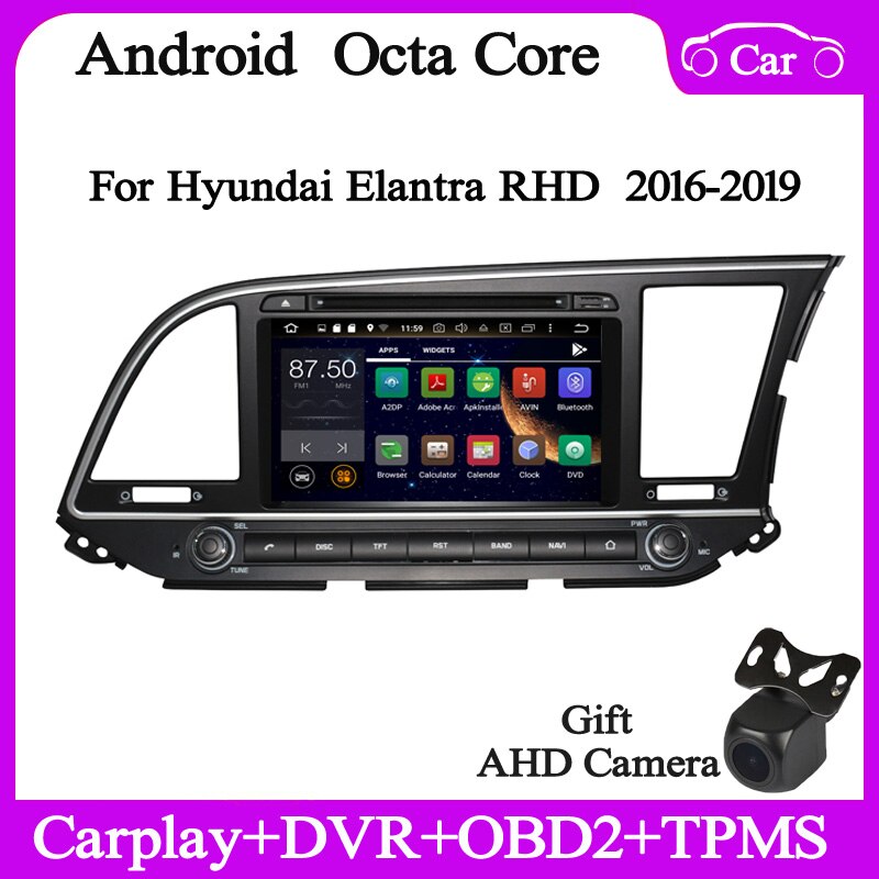 Carplay android10 Car radio multimedia for Hyundai Elantra Right-hand drive 2016 18 20 gps navigation head unit Video player
