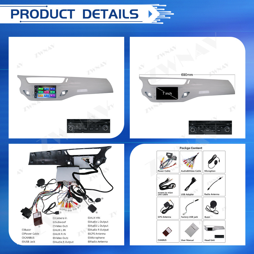 For Citroen C3-xr C3xr 2010-2015 2din Car Radio Multimedia Video Player  Navigation Gps Car Audio With Display Stereo