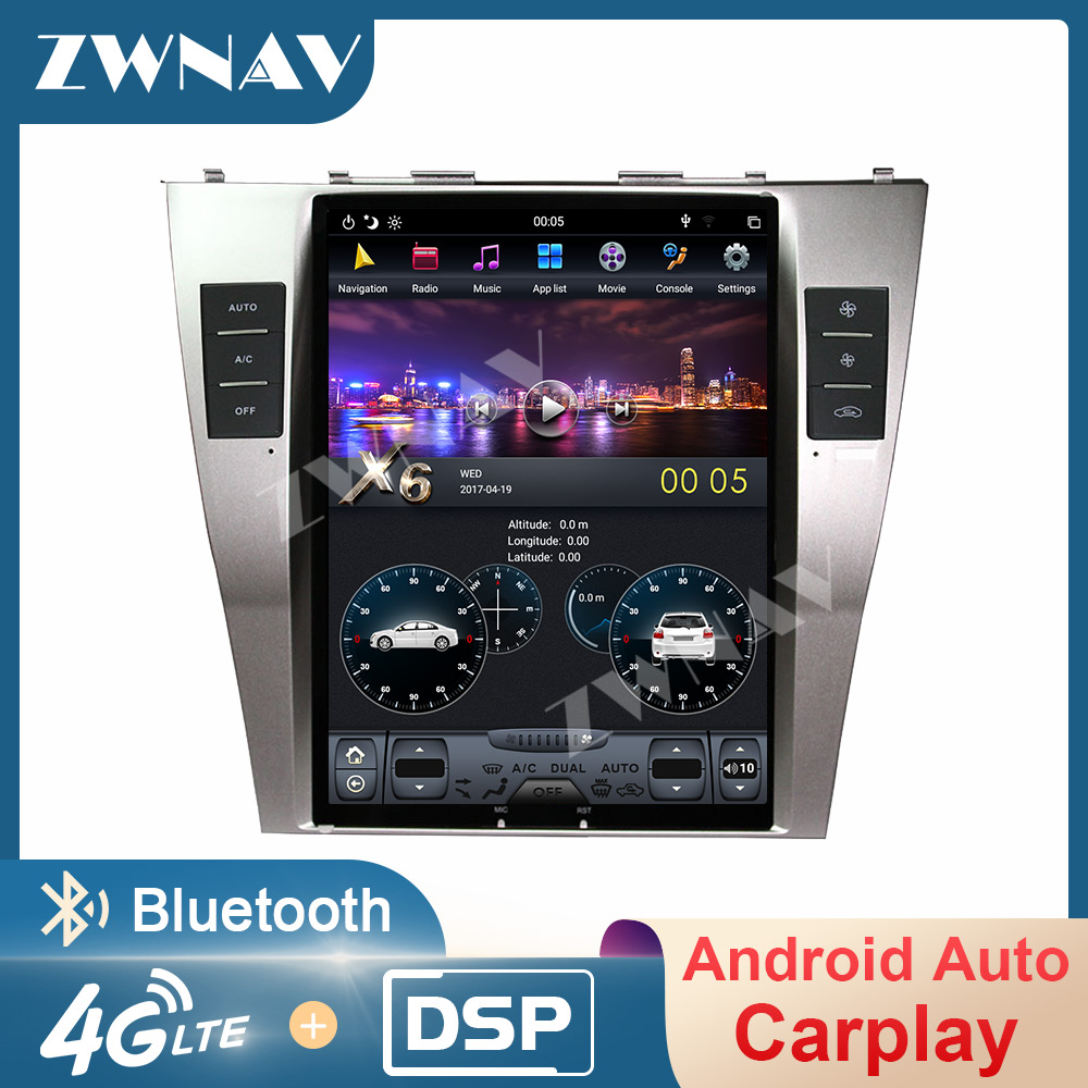 [PX6 Six-Core] 4+64 Tesla Style Vertical Screen Android 9.0 Car Multimedia Player For Toyota Camry 2007-2011 GPS Audio Auto Radio stereo BT head unit