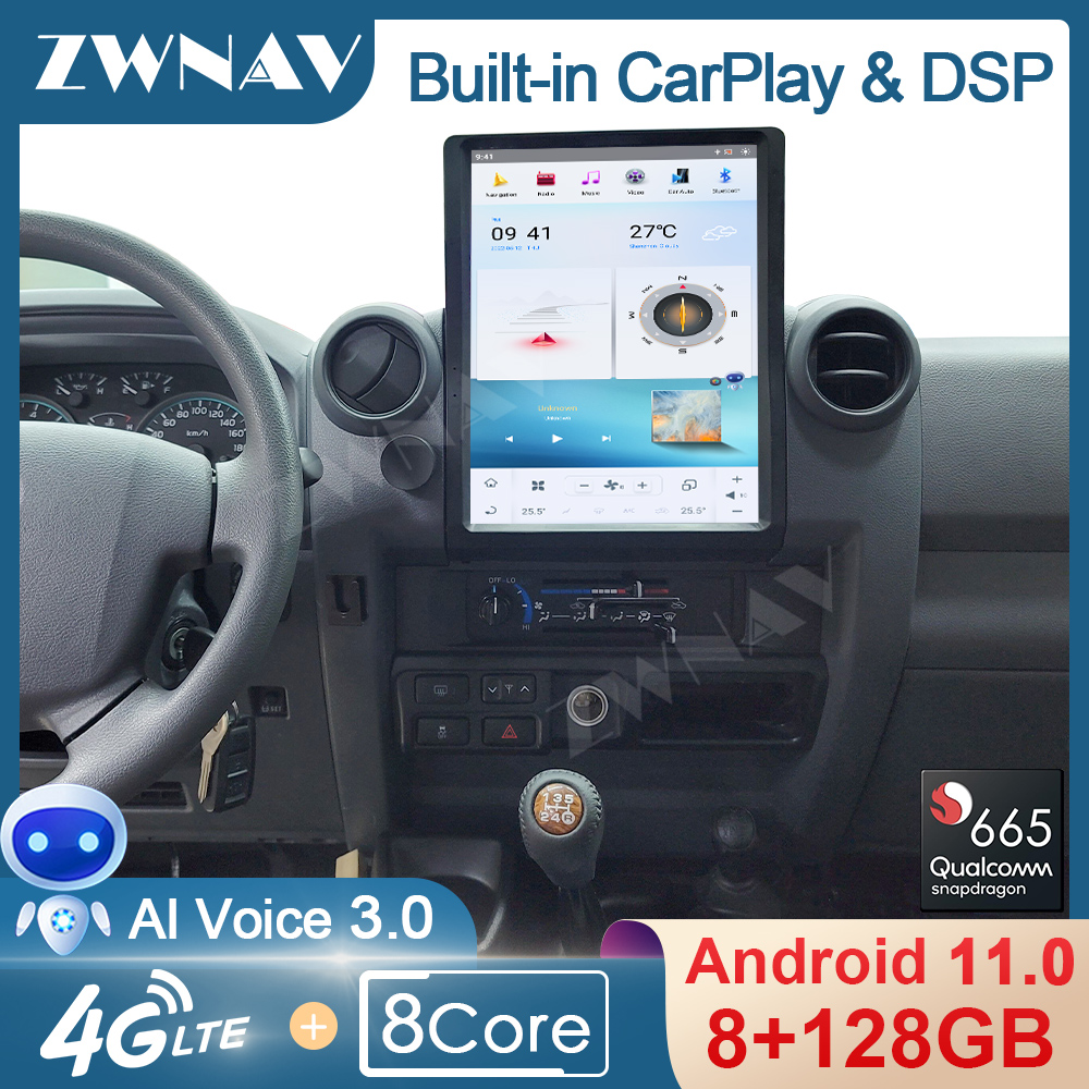 For Toyota Land Cruiser LC70 LC75 LC76 Android 11 Qualcomm 8-Core Tesla Radio Car Multimedia Player Stereo Audio GPS Navi Unit Carplay DSP