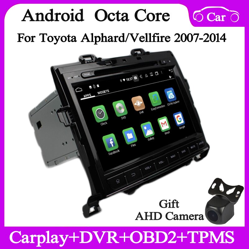 9inch 2din Android10 Car radio for Toyota Alphard Vellfire 2009-2014 car DVD player Gps navi audio stereo wifi carplay auto