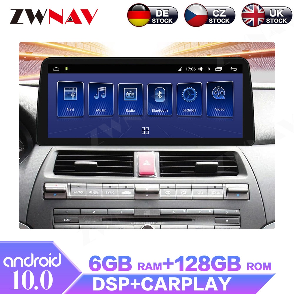 12.3" Android 6+128G For Honda Accord 8 2006-2012 Car Multimedia Player Radio GPS Navigation Stereo Carplay WiFi 4G Touch Screen