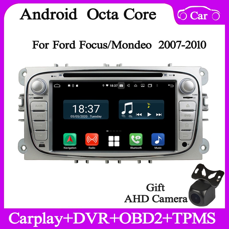 2din 4+128G Android10 Car multimedia player for Ford focus mondeo Tourneo Transit S-max 2007-2010 gps navi wifi carplay