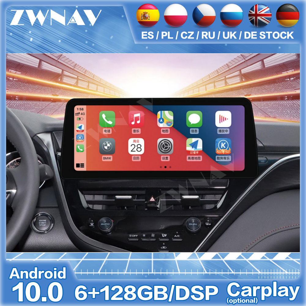 Android 10 6+128GB For Toyota Camry 2021 IPS Screen Car Multimedia Radio Stereo GPS Navigation System Player With DSP Carplay