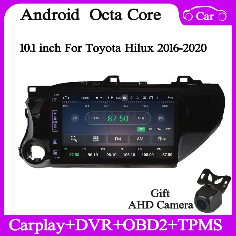 10.1" 4+128G Android10 Car multimedia player for toyota Hilux Fortuner 2016-2020 car radio gps navi audio wifi DSP carplay auto