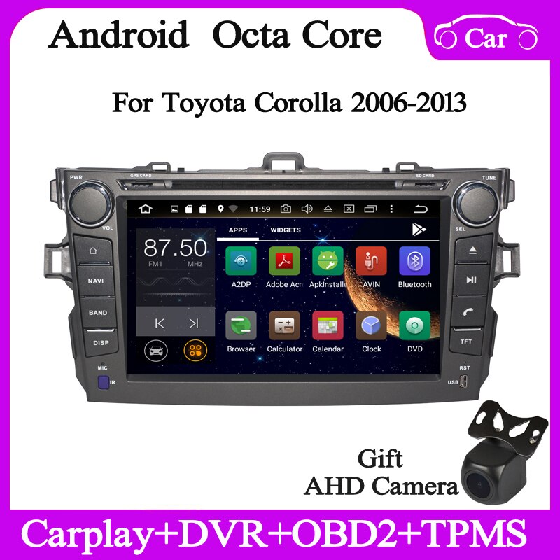 8inch Carplay android10 Car stereo for Toyota Corolla 2007 -2011 gps navigation autoradio head unit video multimedia player