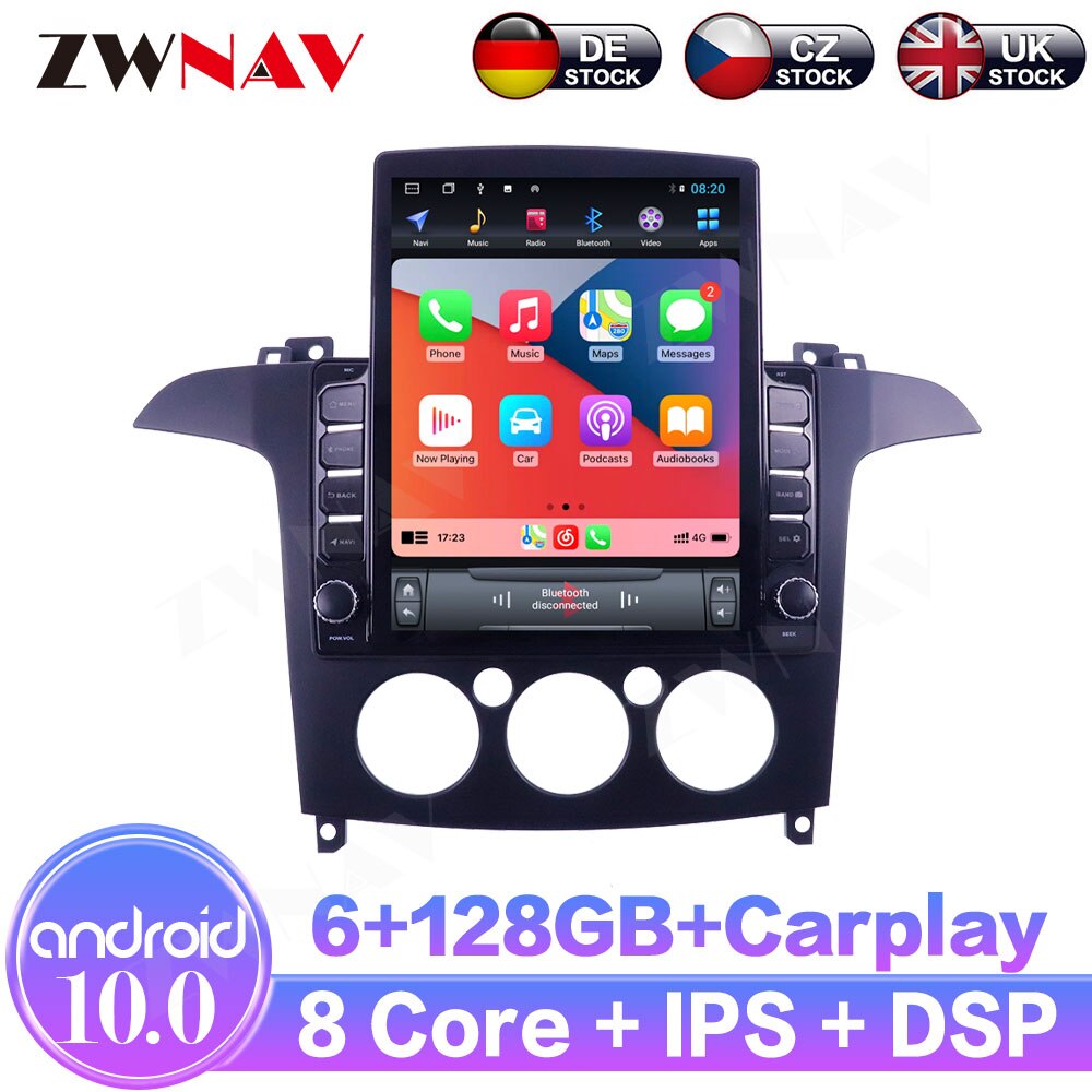 Android10.0 6+128GB For Ford S-Max 2006 2007 2008 IPS Screen Receiver Car Multimedia Radio Player Car GPS Navigation DSP Carplay