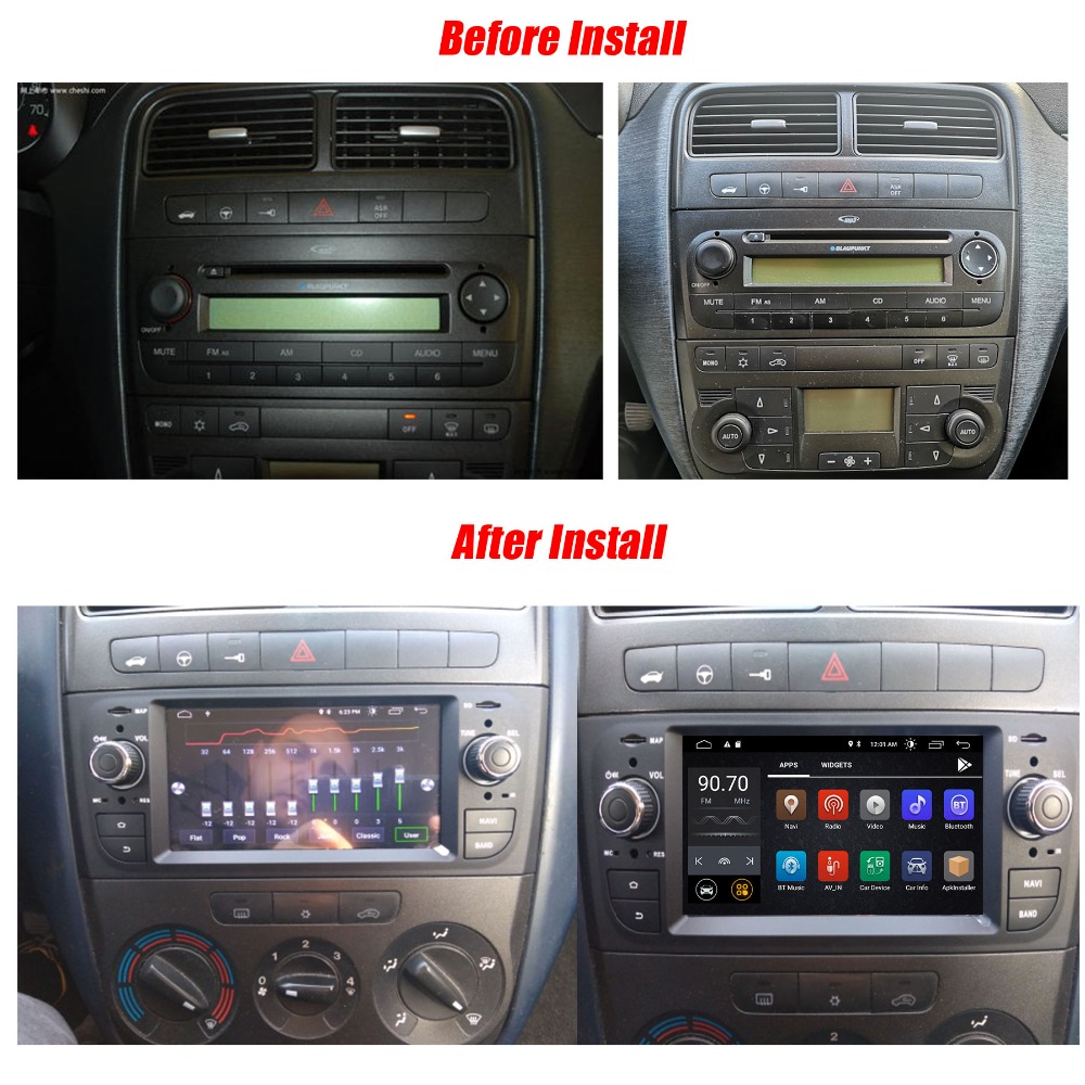 2 Din Android 12 Multimedia For FIAT Punto 2005-2009 Linea 2007-2011 Receiver Audio Stereo Player GPS Navigation Head Unit