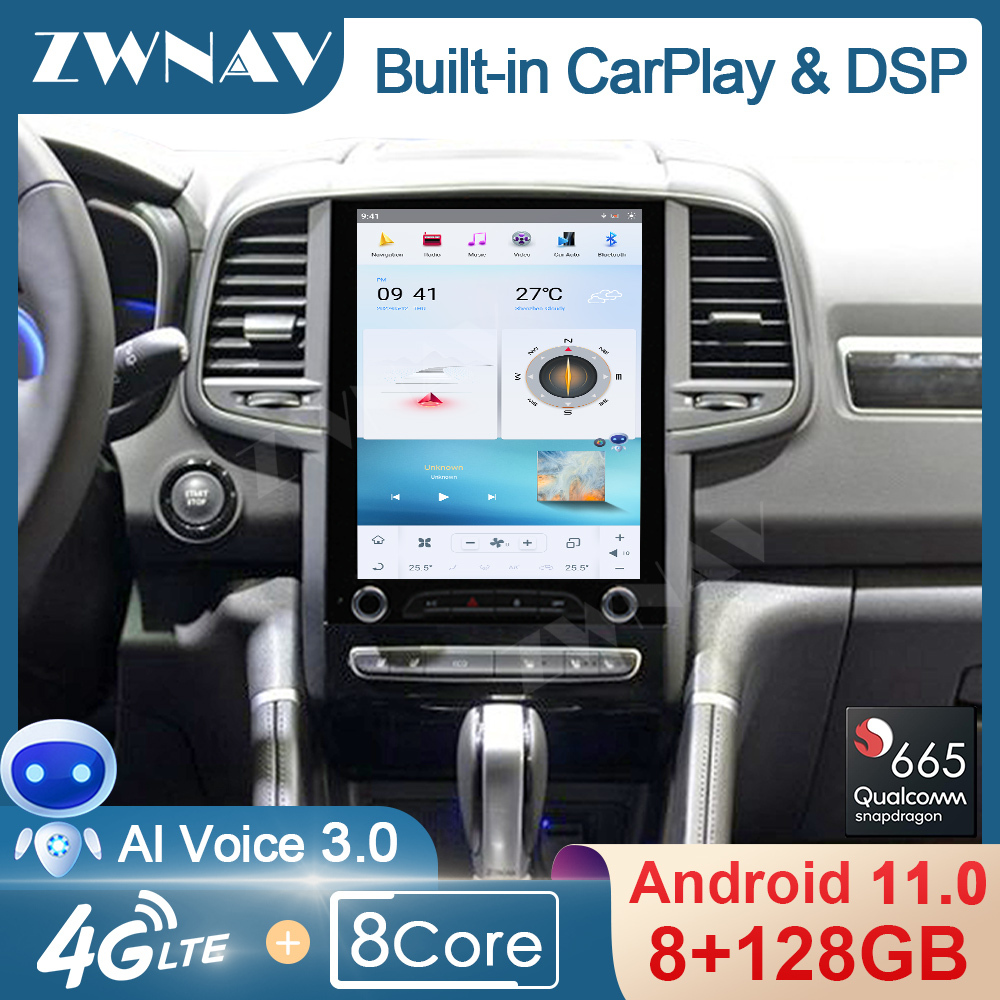 128GB Tesla Screen For Renault KOLEOS Megane 4 2016 2017 2018 2019