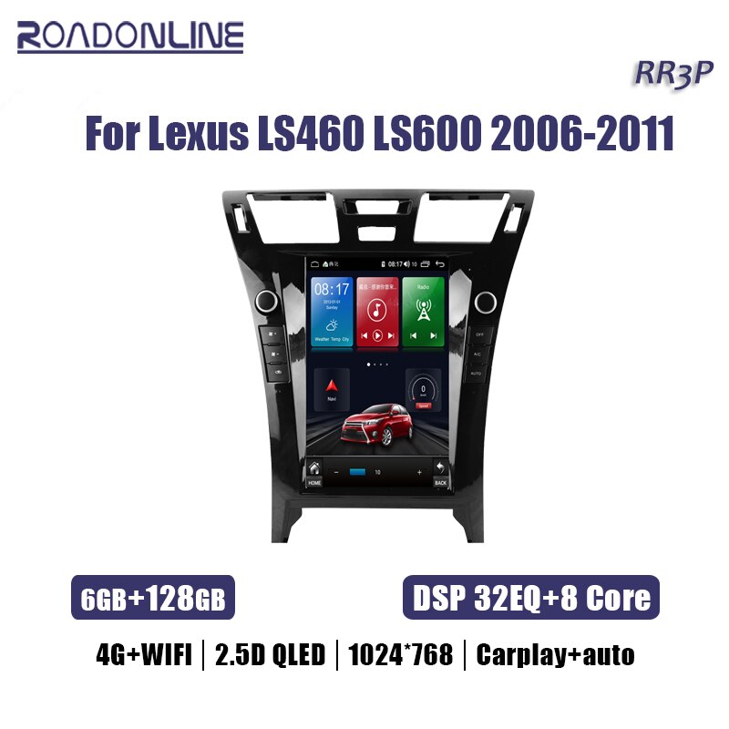 6+128GB For Lexus LS460 LS600 2006-2011 Roadonline Carplay Android 11.0 Car Radio GPS Navigator DVD Multimedia Player Unit