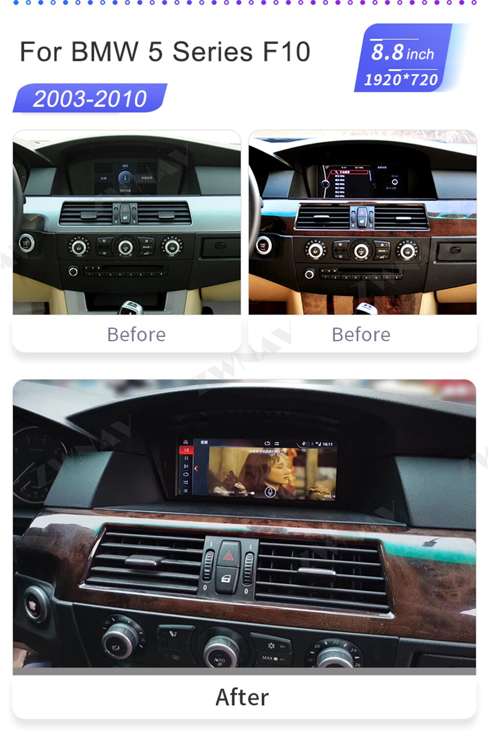 128G 12.3" Carplay Android 10 Screen For BMW 5 Series F10 F11 2011 2012 2013 2014 2015 2016 GPS Radio Receiver Audio Stereo Unit