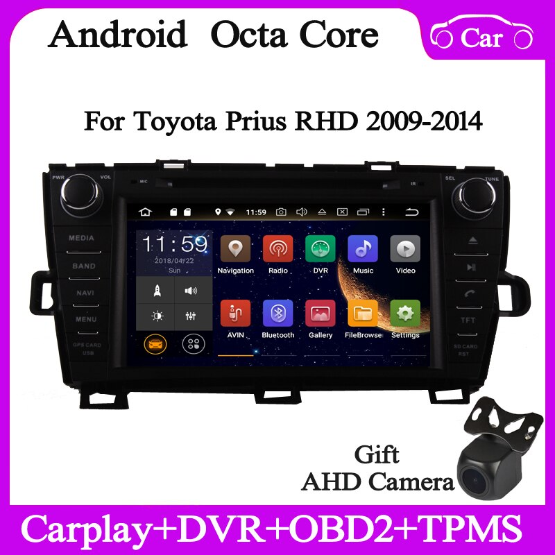 8core android10 Car stereo radio for Toyota Prius RHD 2009 12 13 gps navi audio head unit WiFi Video multimedia Player  USB