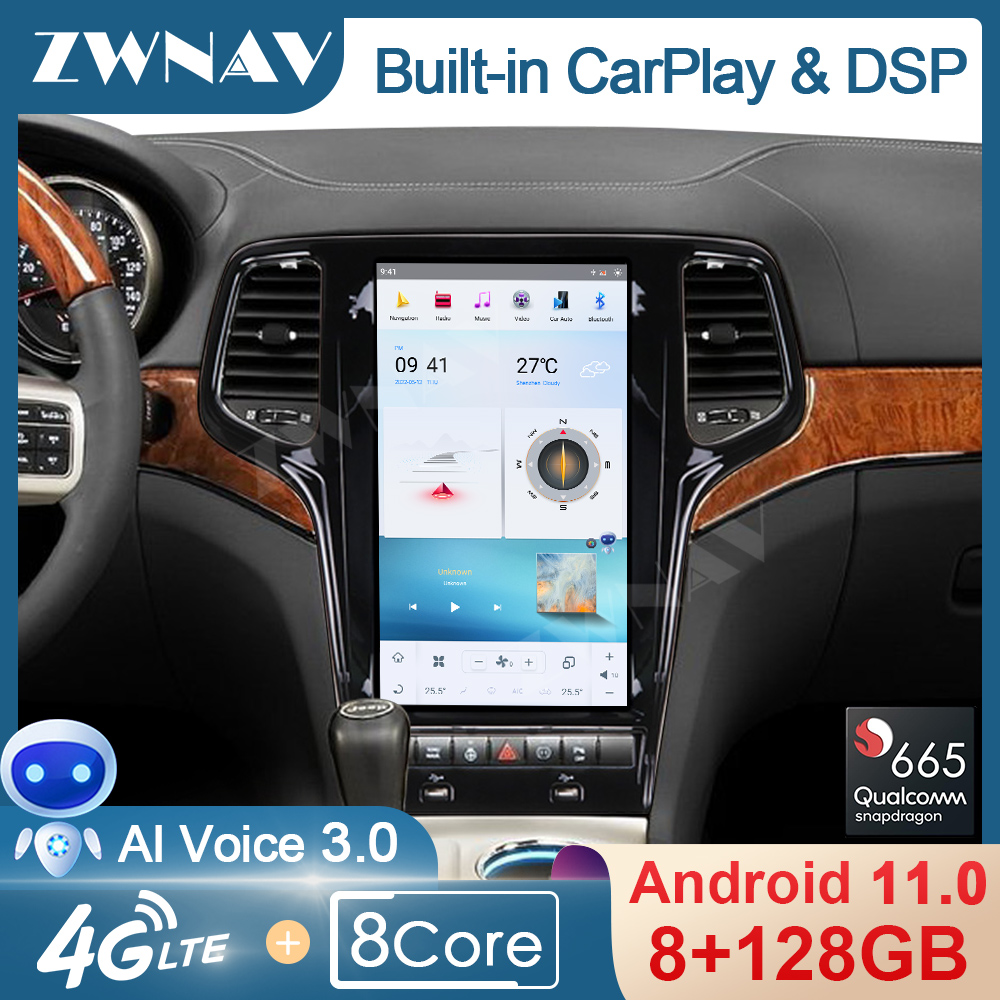 Tesla Style CarPlay Android 12 AutoRadio Car Multimedia Player For Audi Q5  2005-2015 Radio stereo head unit-ZWNAV Official Store