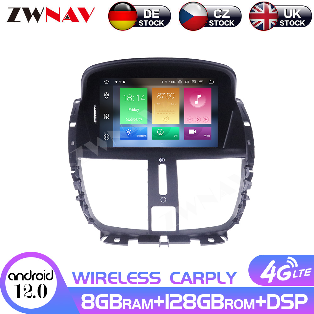 Android 12.0 PX6 Carplay DVD Player GPS For Peugeot 207 2008