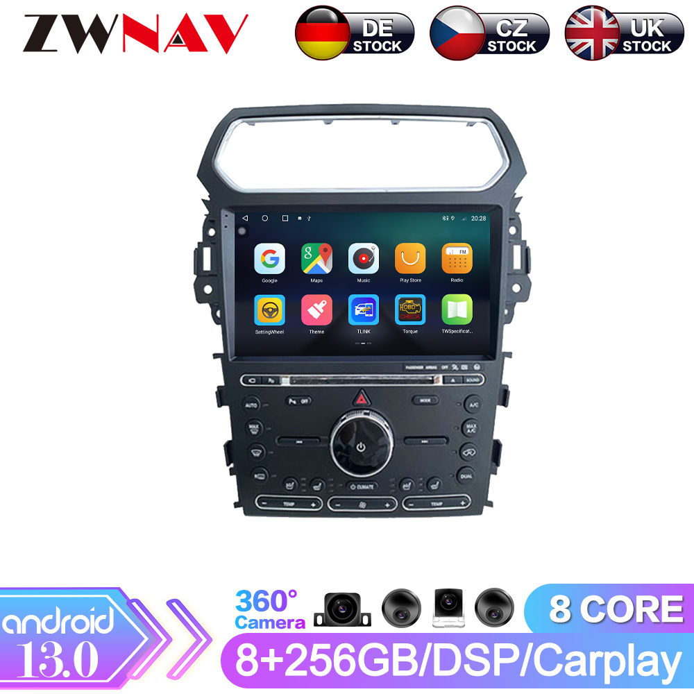 8+256GB Carplay Android 13.0 Car Radio Receiver For Fusion Explorer  2012-2019 Audio Stereo Video GPS Head Unit-ZWNAV Official Store