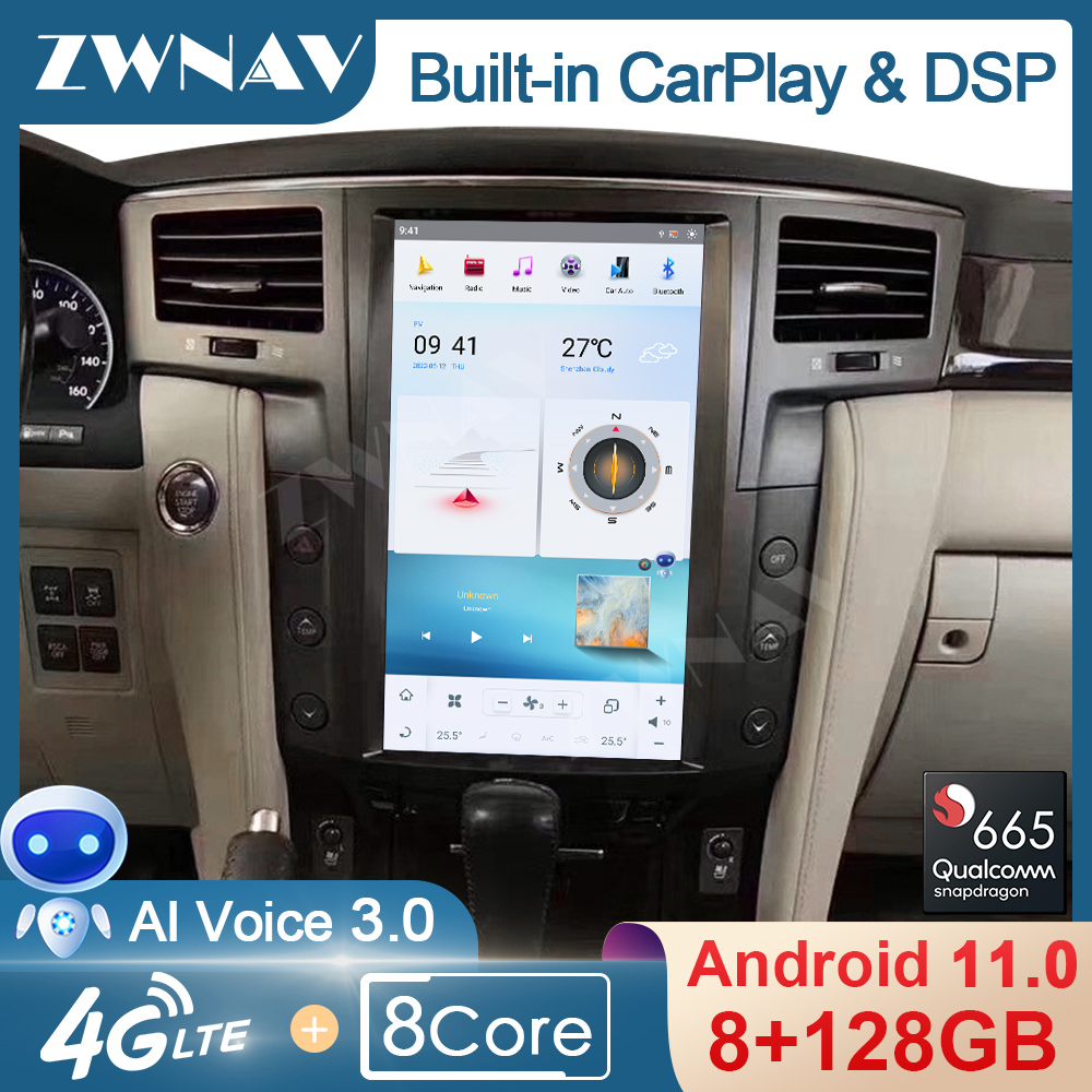 128GB Tesla Screen For Lexus LX570 2007 2008 2009 2010 2011-2015 Android 9.0 Car Multimedia Player BT GPS Navi Radio Stereo Unit