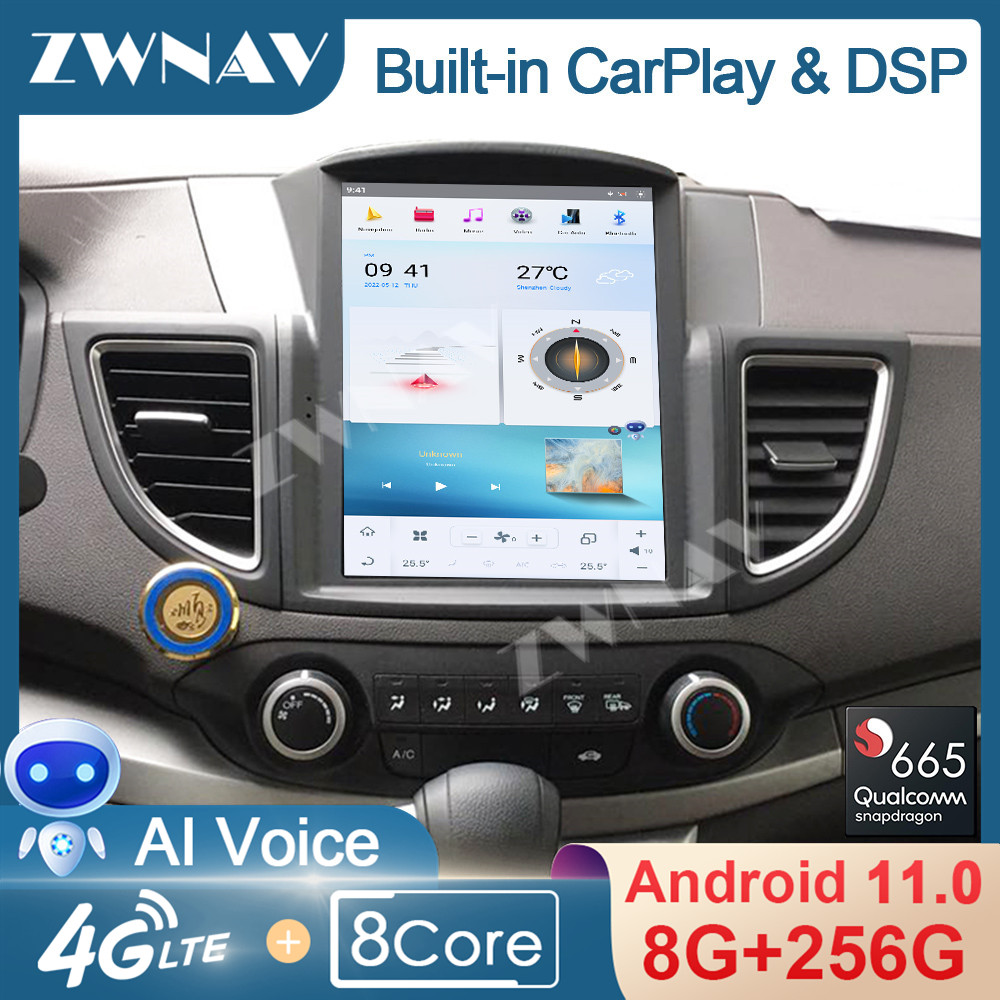 Carplay Tesla Screen Android Multimedia For Honda CRV 2012 2013 2014 2015 2016 GPS Radio Receiver Audio Stereo Player Head Unit