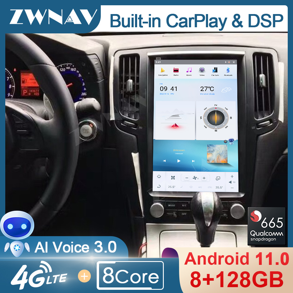 Android 9 128GB Tesla Style PX6 CarPlay Auto Radio For Infiniti G25/G37 2007 - 2013 DSP Car DVD GPS Multimedia Player Unit