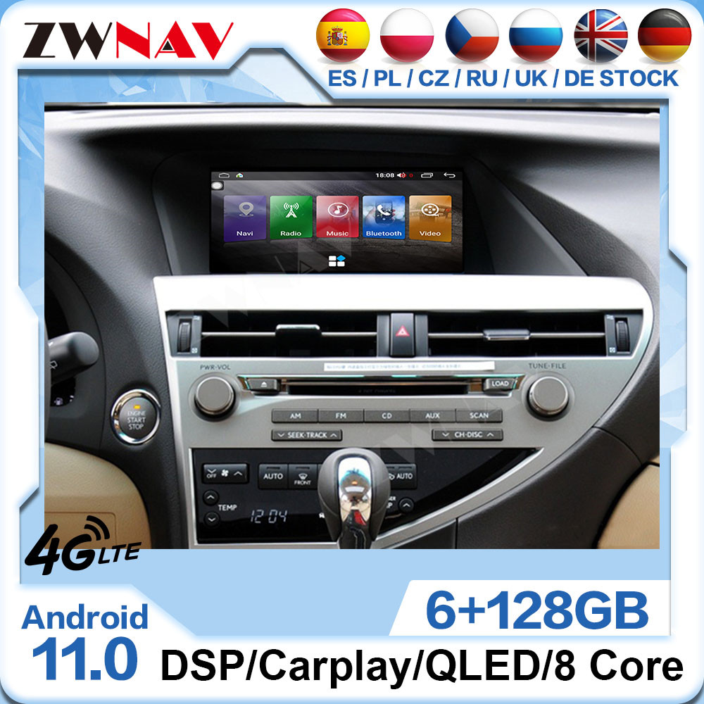 6+128GB Android 11.0 CarPlay Car Radio For Lexus RX RX270 2009 2010 - 2014 Multimedia AutoRadio Video DVD Player Navi Stereo GPS