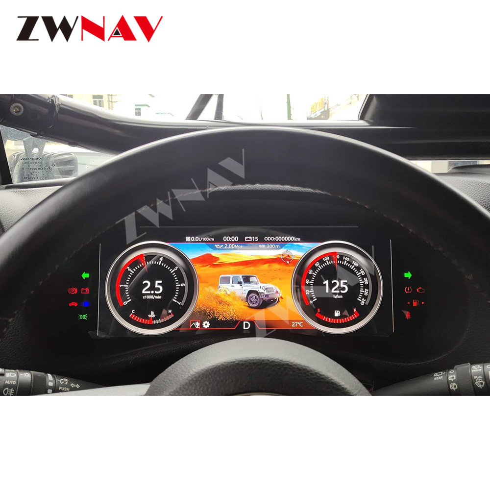 Digital Dashboard Panel Virtual Instrument Cluster CockPit LCD Speedometer For Jeep Wrangler 2010-2017 Android 9.0 12.3" Screen