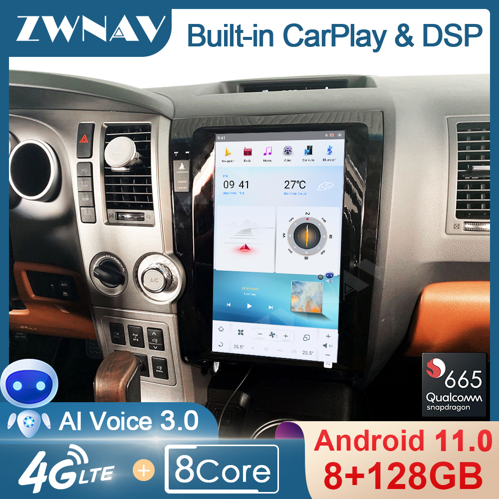Qualcomm 8-core CarPlay 13.3Inch Screen For Toyota Tundra Sequoia 2007 - 2019 Android 11 Car Multimedia Player GPS Navi Radio Stereo Unit