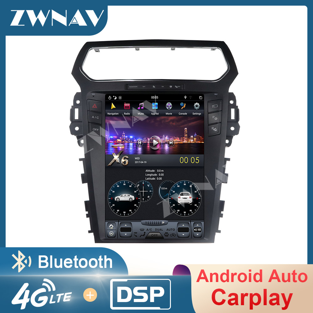 Android 9 Tesla Style  For Ford Explorer 2011 - 2018  Auto IPS Screen PX6 DSP Car DVD GPS Multimedia Player Radio Audio