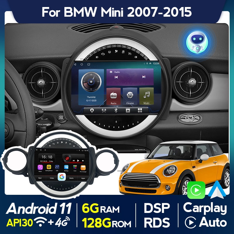 4G LTE Android 10 DSP Car Radio For BMW Mini Cooper R56 R60 R51 2006 2007 2008-2014 Audio Multimedia Player Wireless Carplay RDS