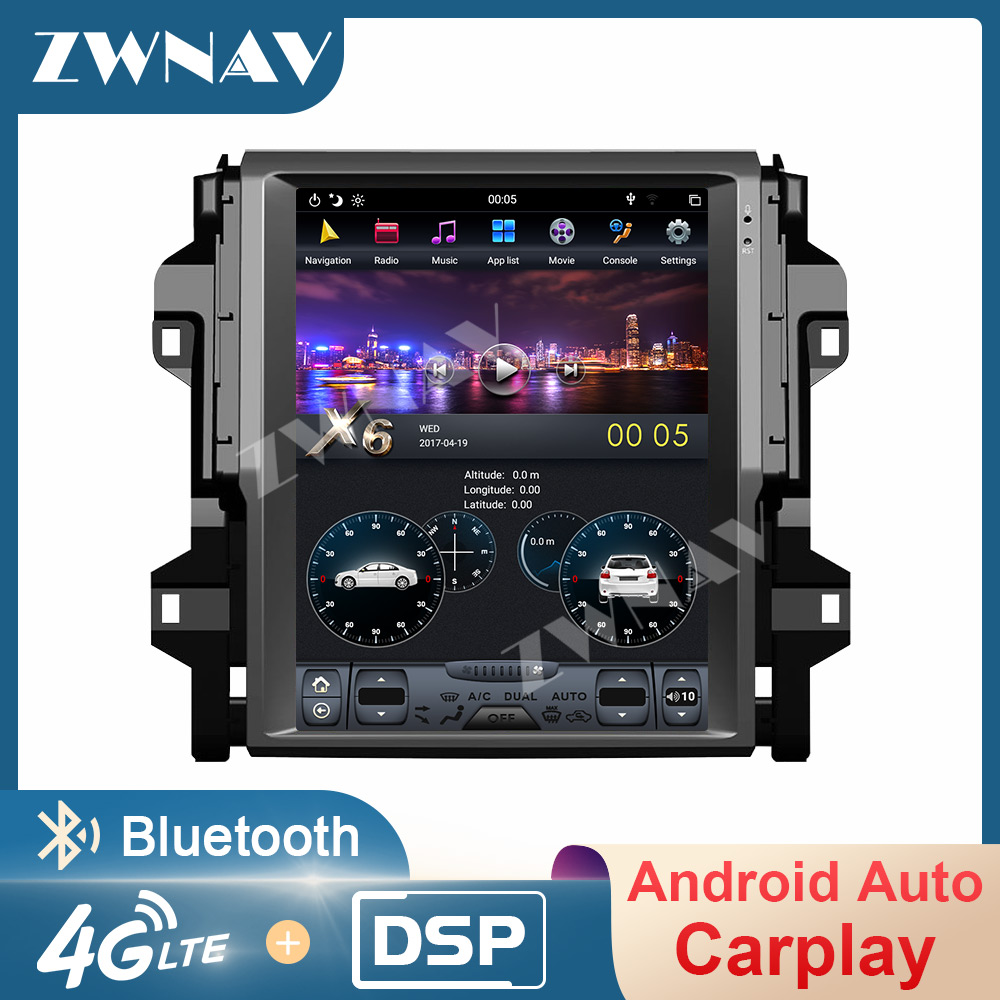 PX6 Tesla Style Android 9 CarPlay Multimedia Player For Toyota Fortuner 2016 - 2019 GPS Navigation Car Radio stereo head unit