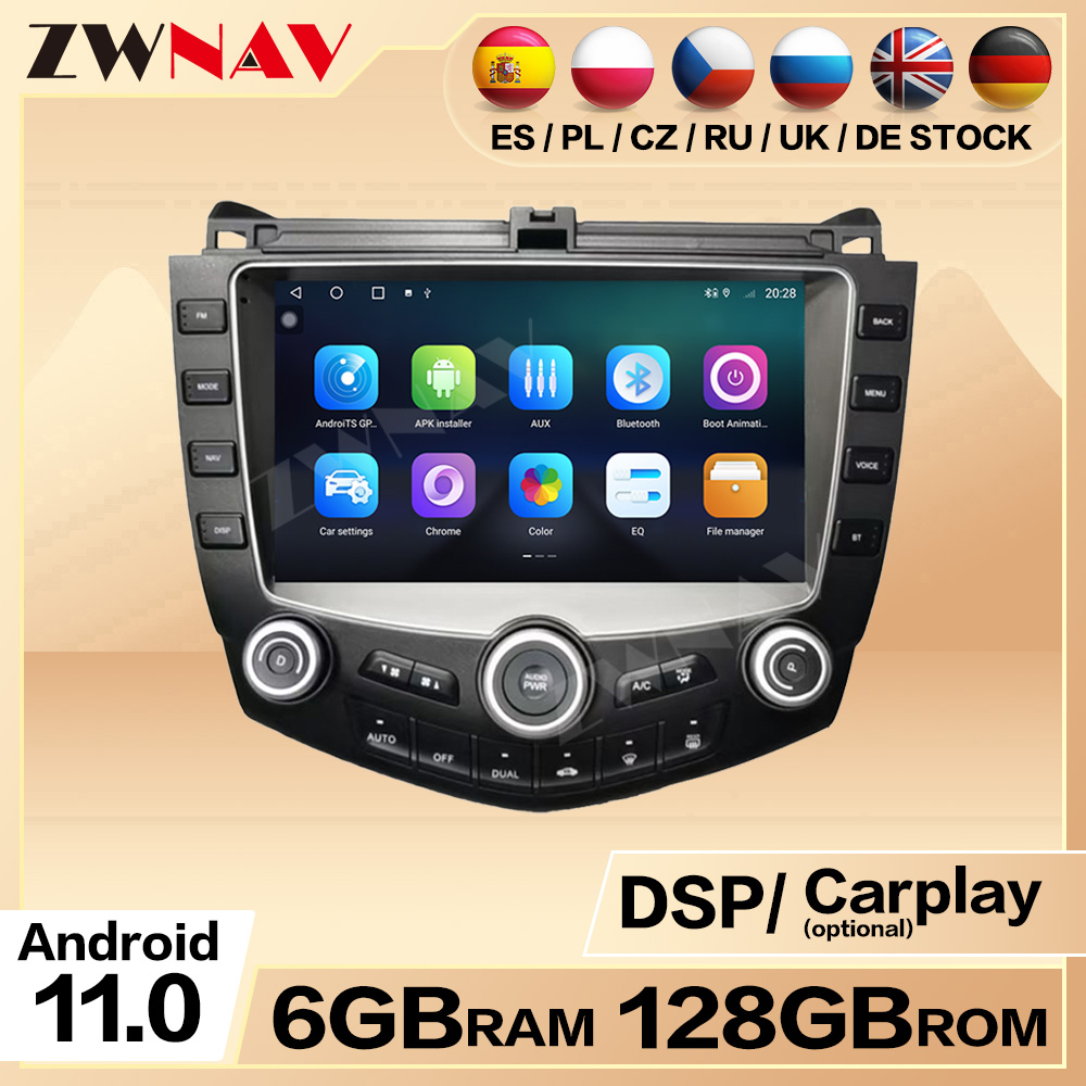 Android 11 6+128GB Car GPS Navi Auto Stereo For Honda Accord 7 2003-2007 Radio Tape Recorder Head unit Car Multimedia Player