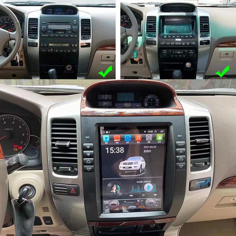 For Lexus GX470 Radio Android 11 For Toyota Land Cruiser 120 Prado 10.4 Inch Tesla Screen Stereo Car Multimedia Video Player GPS