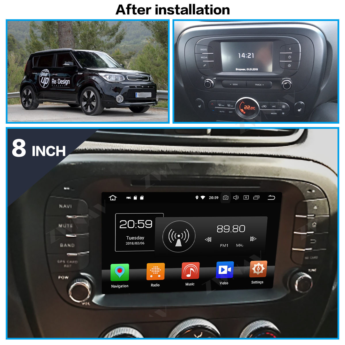 Wostoke 9" Touchscreen Android Auto & CarPlay GPS Stereo For Kia Soul 2014-2017 - Quad Core, 2GB+32GB, With Reverse Camera