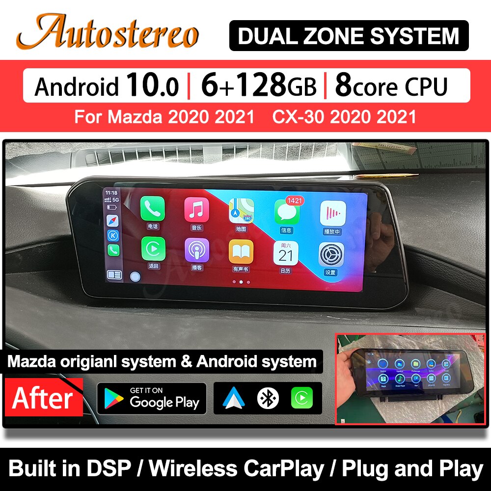 10.25 AutoStereo For Mazda 3 AXELA CX-30 2020 2021 Android10 128 Dual System Car GPS Navigation Multimedia Player Headunit Radio
