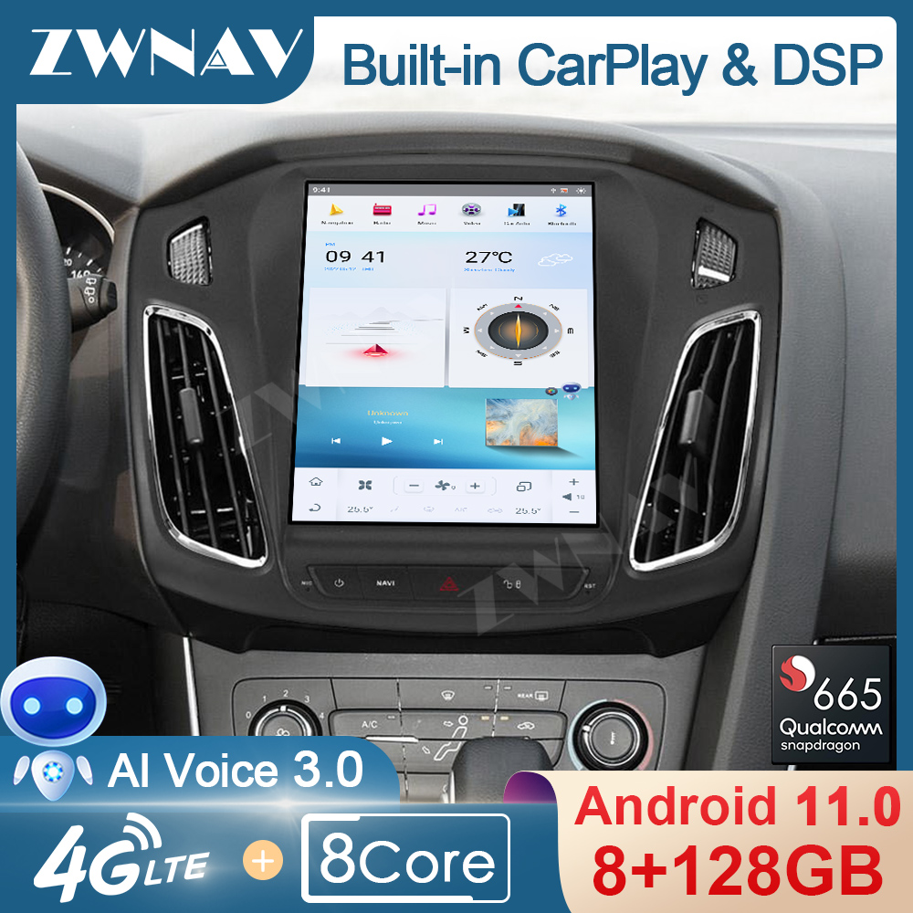Android 11 Radio Ford Focus 2012-2018 10.4inch 128G Wireless carplay Tesla Style Stereo IPS Touch Screen WiFi GPS Navigation Free Camera