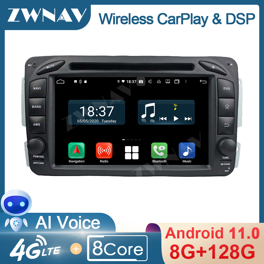 8+128G 2 Din Carplay Android Radio Receiver For  Mercedes Benz C/CLK/G-Class W203 W209 W463 W168 G500 Auto Audio Stereo Video Player GPS Head Unit
