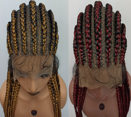 11 cornows braids hair hand made afro braided wigs 30inches full lace braided synthetic wig with baby hair