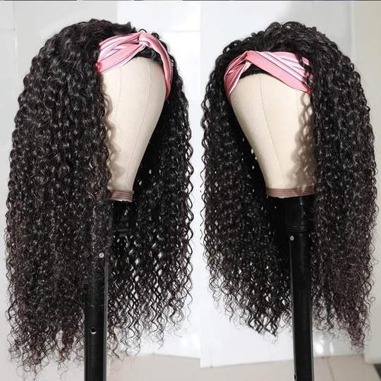 Jerry Curly Half Wig For Sale 100% Virgin Hair 3/4 Half Wig Black Wig Gift Headband