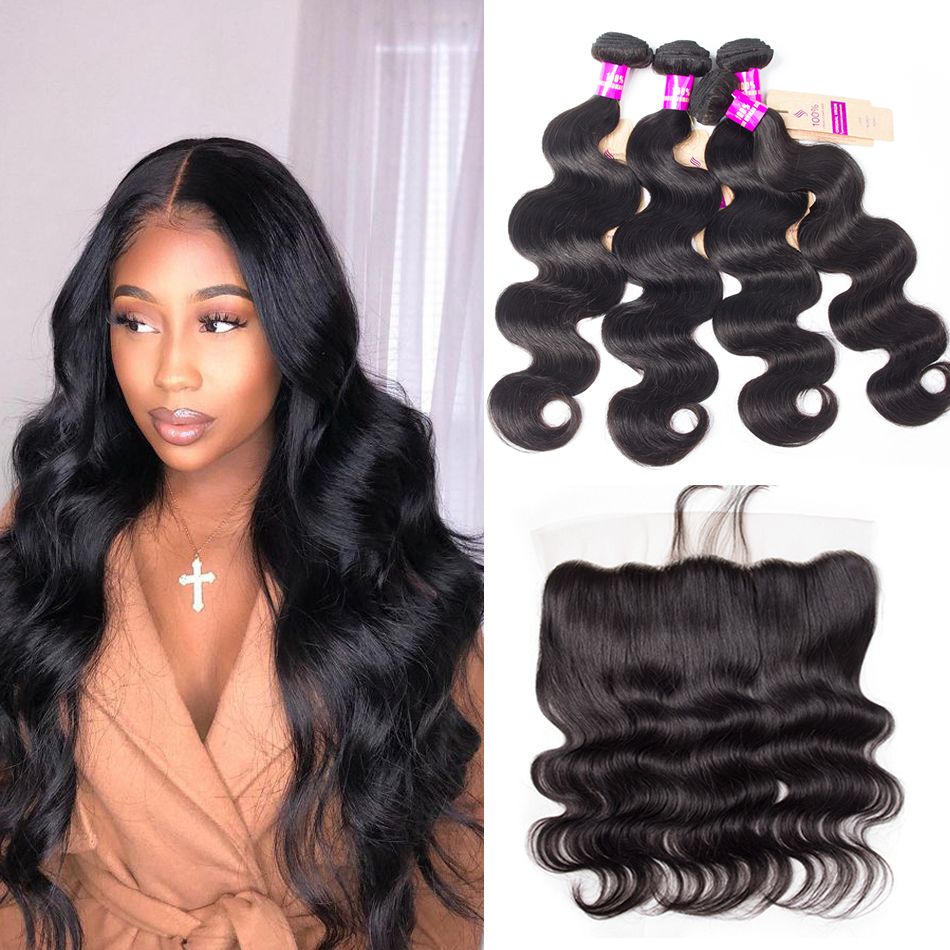 Malaysian Body Wave Hair 4 Bundles With Frontal Deal High Quality Cheap Malaysian Body Wave Bundles With Frontal Closure
