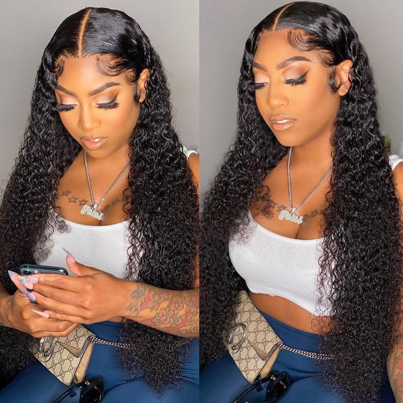 5x5 HD Lace Closure Wigs Pre Plucked Jerry Curly Invisible Lace Closure Human Hair Wigs 180% Density
