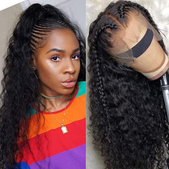 9A Pre Made Invisible Fake Scalp Curly Wig 13*4 Deep Parting Curly Lace Front Wigs 150% Density