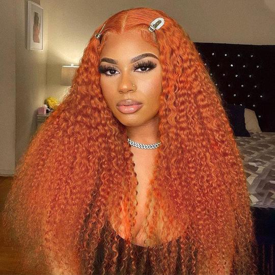 Orange Ginger Color Lace Part Wig Jerry Curl Fall Must Haves Human Hair Wigs