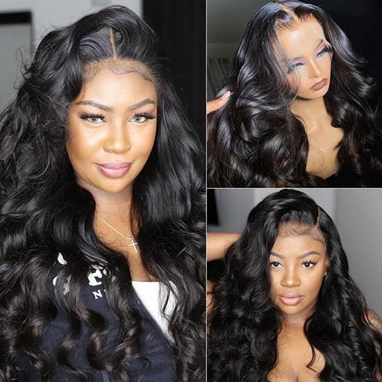 13x6 HD Invisible Lace Wigs Body Wave Human Hair Wigs Natural Hairline 180% Density